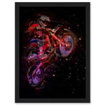 Electric Light Motocross Dirt Bike Artwork Framed Wall Art Print A4