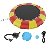 Trampoline Aquatique Gonflable, Trampoline sur l'Eau 537x90cm, Plate-forme Natation Portable avec Echelle 5 Marches et Pompe a Air Electrique,