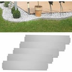 Flexible Bordure de Tonte en métal 5 m-5 pièces Bordure de pelouse galvanisée 100 x 15 cm la pièce pour Plantes de Jardin Argent Naizy