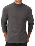 COOFANDY T-Shirt Thermique à Manches Longues pour Homme - Demi-Col Roulé, Slim Fit avec Lignes Verticales et Monochrome, Basique d'automne et d'hiver Gris Foncé-Col Montant M