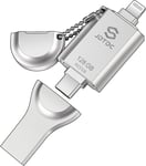 Clé Usb 128 Go Certifiée Mfi Iphone Stockage Mémoire Iphone Clé Usb 3 En 1 Iphone Photo Stick Lightning Extension De Stockage Ipad Clé Usb C Android Photo Stick Iphone Pendrive Ipad Memory Stick