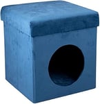 maxxpro Niche pour Chat - Cube Pliable - 100% Polyester - Jusqu'à 80 kg - 34 x 34 x 36 cm - Bleu