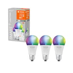 LEDVANCE Smart LED lamp with WiFi, E27 socket, dimmable, light color changeable (2700-6500K), replaces incandescent lamps with 100 W, SMART + WiFi Classic Multicolour, 3-pack [energy class A +]