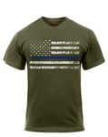 Rothco T-shirt - Thin Blue Line-Flag (Desert Sand m. Svart Flag, 3XL) 3XL Desert Flag