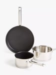 John Lewis ANYDAY Stainless Steel Pan Set, 4 Piece