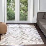 Surya Abisko Tapis Géométrique Scandinave - Grand Tapis Salon, Salle à Manger, Chambre, Cuisine - Tapis Design Boheme Chic, Berbere Moderne, Tapis Poil Court 120x170cm - Blanc, Sésame, Gris Clair