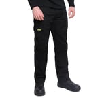 SITE KING Mens Multi Pocket Cargo Combat Work Trousers Size 28 to 52 with Knee Pad Pockets 50 Waist / 29 Black