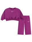 Nike Infants Girls Shine Crew Pant Tracksuit - Pink, Pink, Size 18 Months