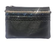 NOVAGO Pochette bandoulière strass à Maquillage, Pochette multiusage,Pochette Tablette (6-10'') compatible avec iPad iPad mini Galaxy Tab A7/A8/S2 décoration Fait Main (Noir)