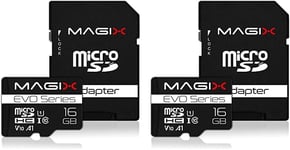 Carte Mémoire microSD 16Go Classe 10 V10 U1, Vitesse de Lecture Allant jusqu'à 80 Mo/s, Evo Series (Adaptateur SD Inclus) (Lot de 2).[G256]