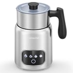 AMZCHEF Mousseur à lait électrique 4 en 1-400 ml - Avec écran tactile LED - Chauffage par induction 3D - Mousseur à lait - Chauffe également le chocolat et le lait pour latte, cappuccino et moka -