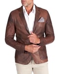 D'Arienzo Mens Italian Brown Genuine Leather Blazer Spring Summer Single Breasted Jacket Genuine Leather Made in Italy Luke 54/XL/Brown