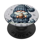 Winter Gnome In Knitted Sweater With Pumpkin Spice Hot Cocoa PopSockets PopGrip Adhésif