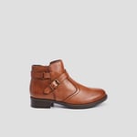 LH - bottines zippées en cuir camel fille