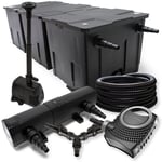 Kit complet: CBF-350C Filtre de bassin jusqu'à 90000 l, NEO10000 pompe de filtration 10000l/h 80W, CUV-224 lampe uv 24W, 25m Tuyau 25 mm, HJ-943