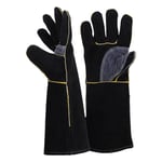 Gants résistants au feu et à la chaleur extrêmes, cuir avec coutures en kevlar, parfaits pour cheminée, poêle, four, grill, soudage, barbecue, mig,