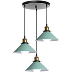 Plafonnier Rétro 3 Lumières Suspension Luminaire Industrielles 22CM Lustre Créatif Pour Salon Salle À Manger, Bar, Balcon, Vert