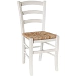 Chaise Venise en bois blanc avec assise en paille de riz