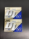 2 x JVC Mini DV Digital Video Cassette Tapes DM60 New Sealed  DVM60ME