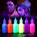 LOPHE Peinture Corporelle-Kit de Peinture fluorescente, 6 x 30ML UV Glow Peinture, Peinture Corporelle Maquillage UV Maquillage Coloré Fluo Néon Kit pour le visage et le corps Halloween Noël, B