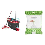 Vileda Turbo Microfibre Mop and Bucket Set, Spin Mop for Cleaning Floors, Set of 1 Mop and 1 Bucket & Brabantia Bin Liners, Size G, 23-30 L - 40 Bags ,White,375668