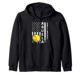 Softball Abuela America Flag Men Women Vintage Christmas Zip Hoodie