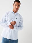 Lacoste Regular Fit Striped Oxford Pocket Detail Shirt - Light Blue