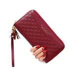 DesiguParis Portefeuille Femme Double Fermeture Porte Chéquier Porte-Monnaie Billets Porte-Cartes Passeport Voyage en Cuir PU Longue Pochette Portefeuille Grande Capacité (Rouge)