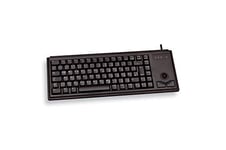 CHERRY Compact Keyboard G84-4400, disposition allemande, clavier QWERTZ, clavier filaire, clavier mécanique, mécanique ML, trackball optique intégré plus 2 boutons de souris, noir