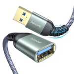 Rallonge USB,Rallonge USB 0.5M,Lot de 1 Rallonge USB 3.0,Câble USB Mâle Femelle Compatible avec Hubs,Imprimantes,Lecteurs de Cartes,Adaptateurs Bluetooth,Clés USB,Scanners,Disques Durs(Gris(Q124)