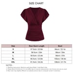 Slim Fit Ruched Blouse Cross Front V Neck Short Sleeved Blouses Shirts Top For