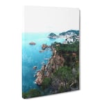 View Of The Coasta Brava In Spain Painting Modern Canvas Wall Art Print Ready to Hang, Framed Picture for Living Room Bedroom Home Office Décor, 24x16 Inch (60x40 cm)