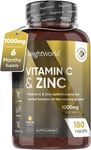 Vitamin C and Zinc Tablets - 6 Months Supply - 1000Mg L-Ascorbic Acid with 10Mg