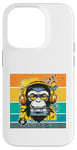 Coque pour iPhone 14 Pro Singe casque musique cassette vintage urbain coloré