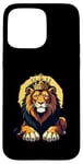 Coque pour iPhone 15 Pro Max Couronne animale roi lion pour les amateurs de lions et les fans de lions