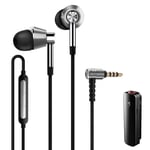 1MORE Triple Driver In-Ear Earphones Hi-Res Headphones with High Resolution, Bass Driven Sound, MEMS Mic, In-Line Remote, High Fidelity for Smartphones/PC/Tablet, Bluetooth Receiver/Included, Silver