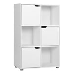 WOLTU Bibliothèque Armoire Étagère de Rangement 59,6x29x91cm en MDF pour Salon Bureau avec 3 Portes 6 Compartiments SK001ws