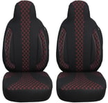 Housses de siège sur Mesure pour sièges Auto compatibles avec Ford Transit 7 2014 conducteur et Passager FB : PL402 (Noir/Coutures Rouges)