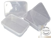 750 CLEAR PLASTIC FOOD CONTAINERS + LIDS SMALL SIZE 500ml MICROWAVE FREEZER SAFE