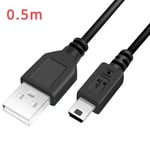 Mini câble USB 2.0 à 5 broches,chargeur de données rapide,directions pour lecteur MP3 MP4,DVR de voiture,GPS,appareil photo numérique,Smart TV,1/1.5m - Type 0.5m