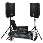 Pack Sono BM SONIC Amplificateur 1000W, Paire d'Enceintes Passives 2x400W, Table de Mixage, Pieds, Casque DJ, Câbles et Micro