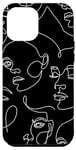 Coque pour iPhone 15 Plus Noir et blanc neutre visages contour abstrait femme ligne