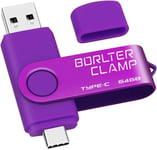 Clé Usb Type C 64 Go, Borlterclamp Mémoire Stick Double Connecteur Usb C 3.0 U Disque Flash Drive Pour Smartphone Android Samsung S10/S9/S8, Huawei Honor, Lg, Tablette Et Ordinateur (Violet)