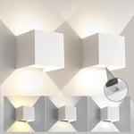 Mille Lucciole 2 Pack Applique Murale Exterieur Interieur Lumiére Réglable 3 Couleurs LED Lampe Murale Extérieures IP65 Etanche Modern 6W Blanc Applique Murale LED Réglage de l'angle d'éclairage