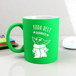 eBuyGB Personalised Coffee Mug, Neon Green Baby Yoda Mug, 310ml Star Wars Themed Tea Cup, Funny Gifts for Grandad from Grandchildren (Yoda Best Grandad)