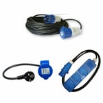 Pack ANTARION Rallonge Electrique 25m Prise P17 + Adaptateur Femelle P17 230V + HABA Rallonge Multiprise 1.5m Camping Car