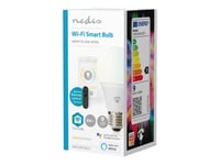 Nedis Smartlife - Led-Glödlampa - Form: Päron - E27 - 9 W (Motsvarande 60 W) - Klass F - Varmt Till Kallt Vitt Ljus - 2700-6500 K - Vit