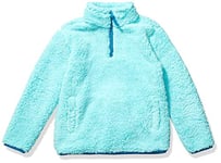 Amazon Essentials Girls' Sherpa Fleece Quarter-Zip Jacket, Aqua Blue, 4 Years