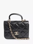 Pre-loved CHANEL Diamond-Quilted Lambskin Micro Single-Flap Pouch Bag, Black