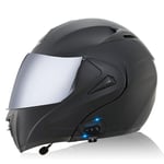 Bluetooth Casques Moto intégrés,Anti-Glare Full Face Modulable Double visières modulaire vélo Casques Motorcross Intercom Casque ECE Homologué O,M